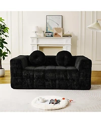 Streamdale Furniture Streamdale Modern Boneless Couch with Two Circular Throw Pillows, Two-Seater Sofa