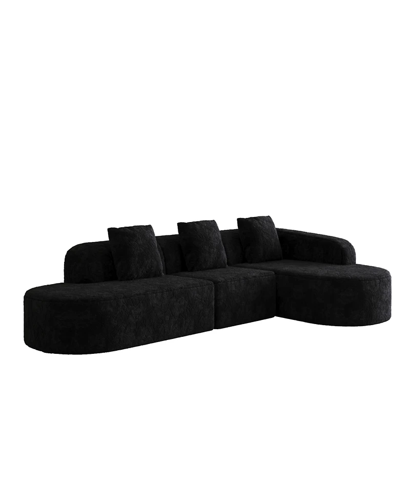 Streamdale Furniture Streamdale L-shaped curved modular sofa, modern design, lychee-textured polyester fabric, curved backrest