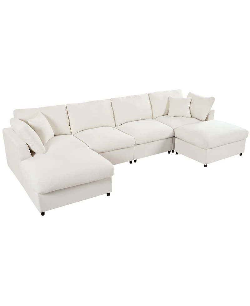 Streamdale Furniture Large U-Shaped Sectional Sofa with 2 Ottomans, Chenille Fabric, Modular Design
