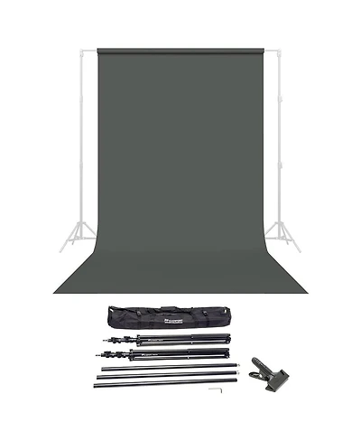 Savage Thunder Gray Widetone Seamless Background Paper 86" x 36' with Flashpoint 10' Air-Cushioned Background Support System Bundle