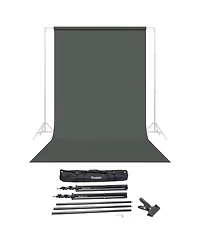 Savage Thunder Gray Widetone Seamless Background Paper 86" x 36' with Flashpoint 10' Air-Cushioned Background Support System Bundle