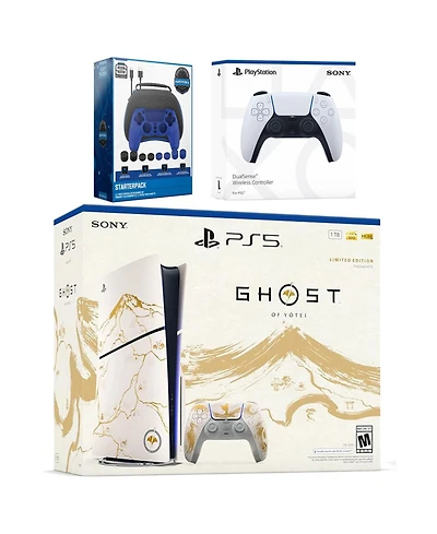 Sony PlayStation 5 Ghost of Yotei Disc Bundle + Extra Controller, Accessory Kit