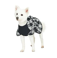 Dogs & Cats Co. Soft Flannel Plaid Dog Dress with Velvet Bowties Pink 14"