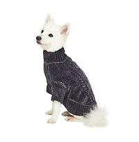 Dogs & Cats Co. Ultra-Soft Cozy Chenille Cable-Knit Dog Sweater Turtleneck with Leash Opening