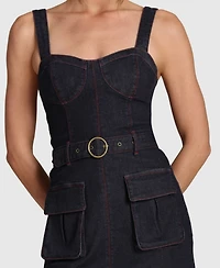 Avec Les Filles Women's Utility Sweetheart Neck Mini Dress