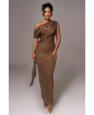Jluxlabel Women's Metallic Celestina Draped Maxi Dress