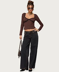 Edikted Women's Porta Contrast Lacey Top