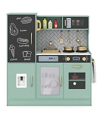 Hongge Pretend Play Kitchen Set with Cooking Utensils for Kids Ages 3+ - Green