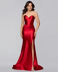 Blondie Nites Juniors' Strapless Fitted Long Ball Gown