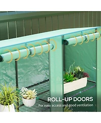 Outsunny Lean-to house with Roll-Up Doors, Portable house,