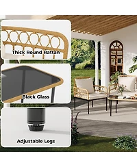 gaomon 4-Piece Patio Furniture Set, Outdoor Wicker Furniture with Deep Seating, Waterproof Thick Cushions