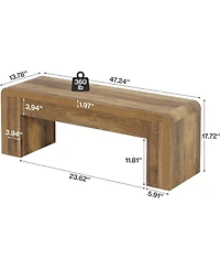 Tribesigns 47.24-Inch Long Dining Bench, Large Engineered Wood Kitchen Table Bench with Heavy-Duty Legs, Rustic 2-Person Seating, Brown