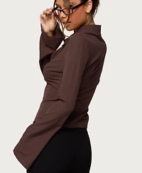 Edikted Women's Pinstripe Tailored Button Up Shirt