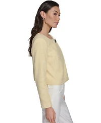 Calvin Klein Women's Long-Sleeve Collarless Tweed Jacket