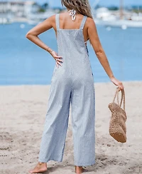 Cupshe Women's Casual Straps Button Wide Leg Jumpsuits