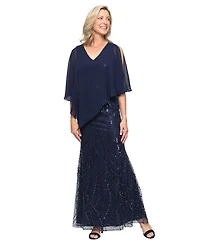 Sl Fashions Women's V-Neck Beaded Gown