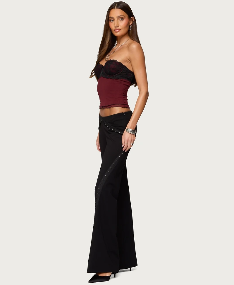 Edikted Women's Contrast Lacey Mesh Bra Top