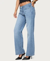 Edikted Women's Holly Low Rise Straight Leg Jeans