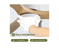 52-inch Modern 3-Blade Light Ceiling Fan with Remote Control and Supporting Mobile Device Connection