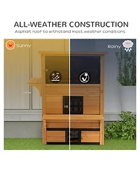 Cat House Outdoor 3-Tier Kitty Shelter, Weather Resistant Escape Door