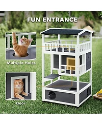 Cat House, Kitten Condo Shelter w/ Raised Base Asphalt Roof