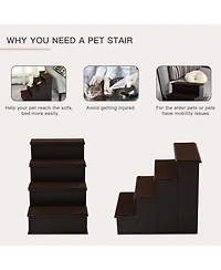 4-Step Wooden Pet Stairs, Small Animal Steps w/ Cushion 22 Lbs