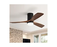 52-inch Modern Black 3-Blade Light Ceiling Fan with Remote Control and Supporting Mobile Device Connection