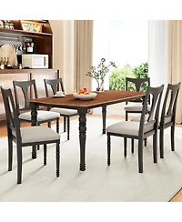 sumyeg 7-Piece Extendable Dining Set with 60-78 Inch Wood Table 6 Upholstered Chairs and Removable Leaf
