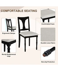 sumyeg 7-Piece Extendable Dining Set with 60-78 Inch Wood Table 6 Upholstered Chairs and Removable Leaf
