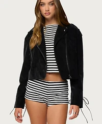 Edikted Women's Ryder Faux Suede Biker Jacket