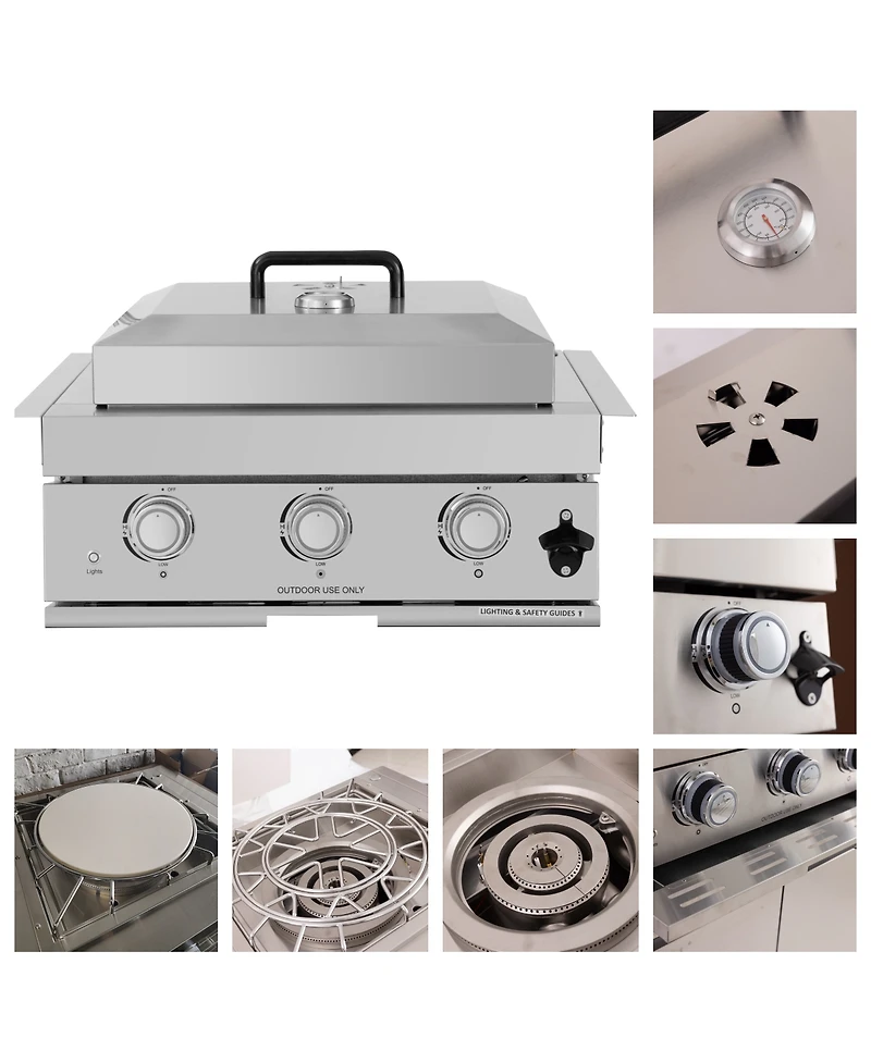 Mondawe 32" Built-In Gas Grill Outdoor Kitchen with Infrared Burner, Sink & Tool Set