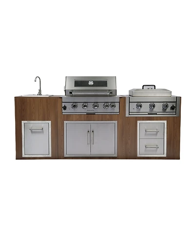 Mondawe 32" Built-In Gas Grill Outdoor Kitchen with Infrared Burner, Sink & Tool Set