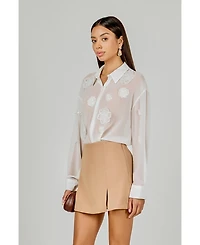 endless rose Women's Floral Detail Shirt Blouse