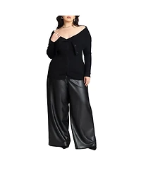 Eloquii Plus Wide Leg Faux Leather Pant