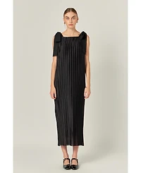 English Factory Women's Bow Detailed Pleated Maxi Dress