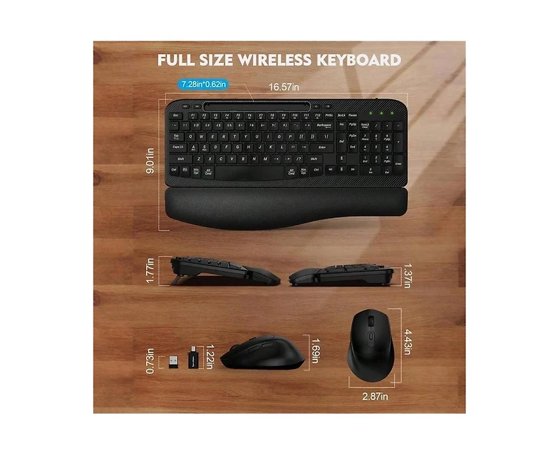risokeys Wireless Keyboard and Mouse Combo - 2.4G Cordless Set for Computer, Laptop, Pc