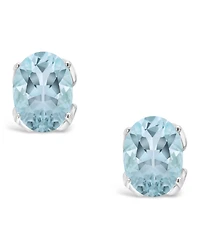 Macy's Black Onyx Stud Earrings 14k White Gold (Also Aquamarine)