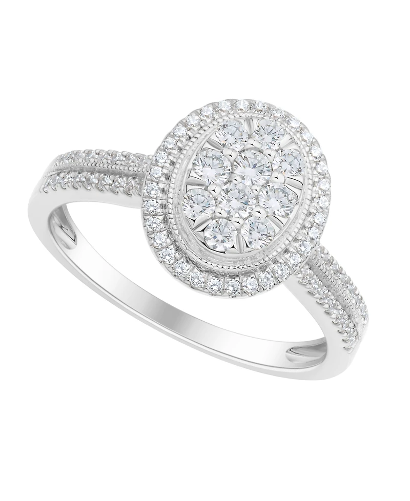 Macy's Diamond Halo Ring (1/2 ct. t.w.) in 10k White Gold