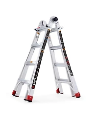 Lift Ladders 18 Foot Reach 5 in 1 Multi Position Aluminum Step Ladder, Silver