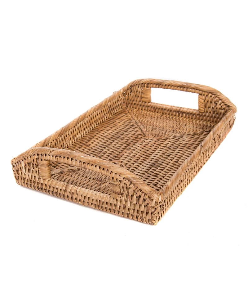 Artifacts Rattan Rectangular Vanity Tray With High Handles