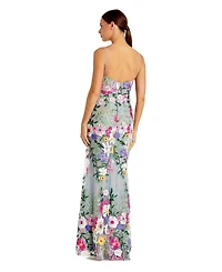 Mac Duggal Women's Floral Embroidered Sleeveless Bustier Gown