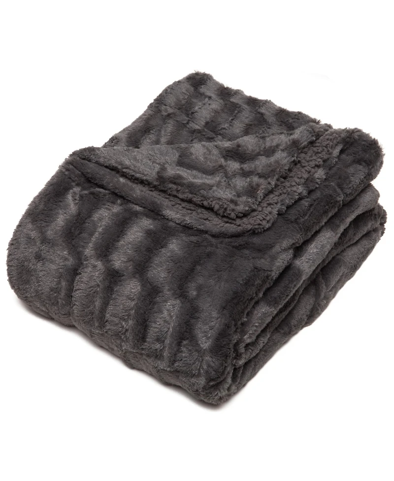 Chanasya Premium Fuzzy Faux Fur Rectangular Embossed Throw Blanket