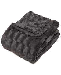 Chanasya Premium Fuzzy Faux Fur Rectangular Embossed Throw Blanket