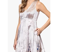 Betsy & Adam Petite Printed A-Line Long Dress