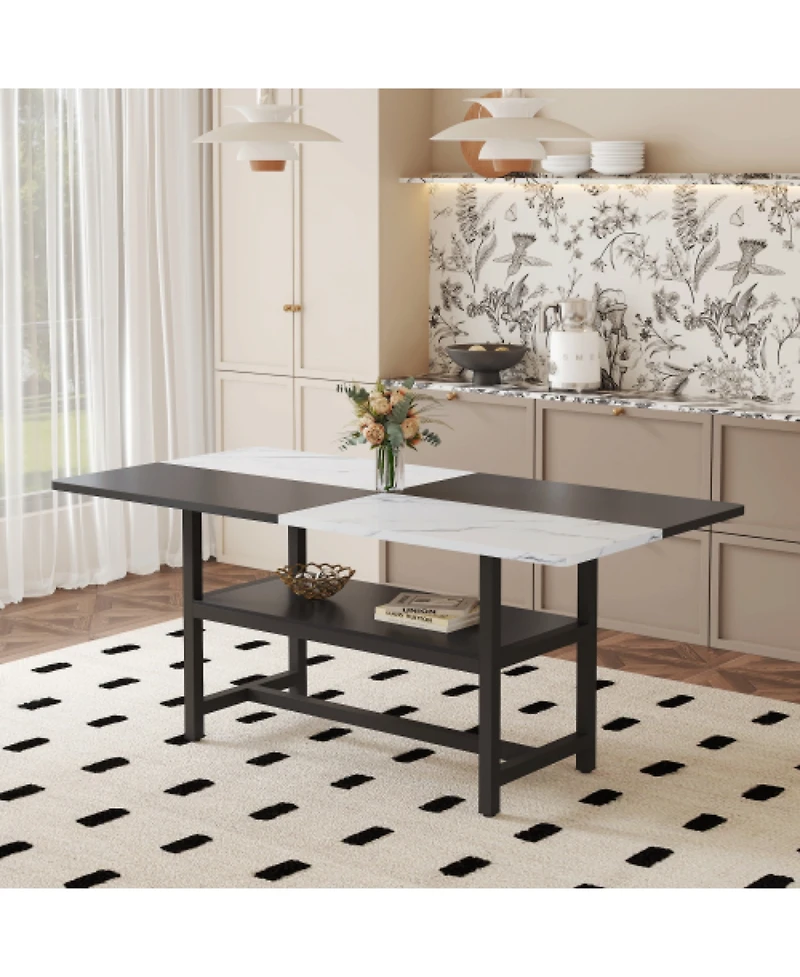 Streamdale Furniture Streamdale 71" Black and White Checkered Table