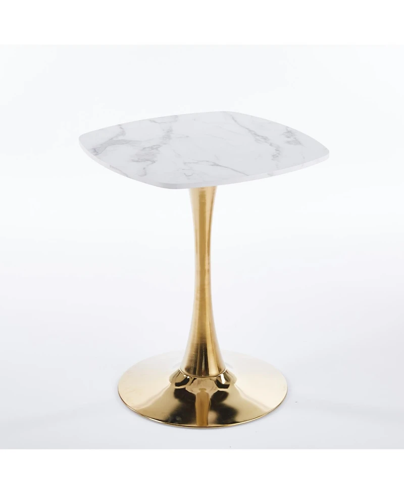 Streamdale Furniture Square Tulip Dining Table (White & Gold)