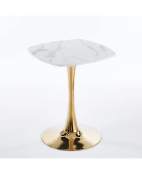 Streamdale Furniture Square Tulip Dining Table (White & Gold)