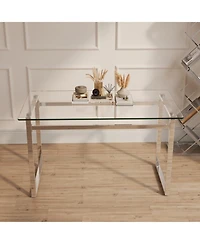 Streamdale 51" Modern Minimalist Glass Dining Table for 4-6 with Tempered Glass & Chrome Legs
