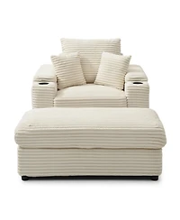 Streamdale Furniture Streamdale Oversized Accent Chair with Ottoman, Cream