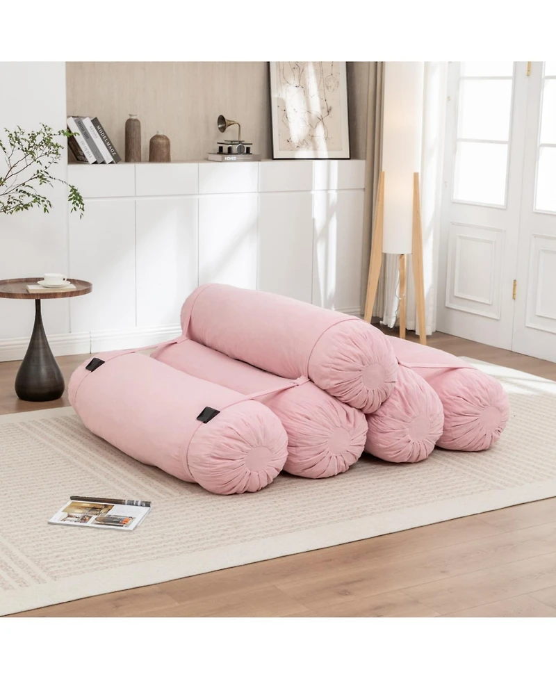 Streamdale Furniture Adjustable Corduroy Floor Sofa with Straps for Versatile Configurations